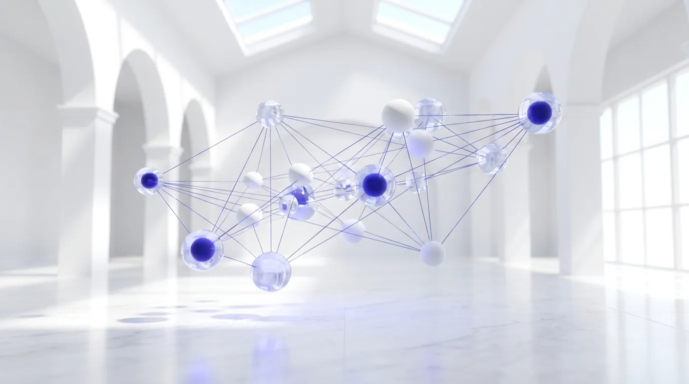 Higher Education Network | HE Sector Directory A bright network of connected spheres represents the verified higher education directory.